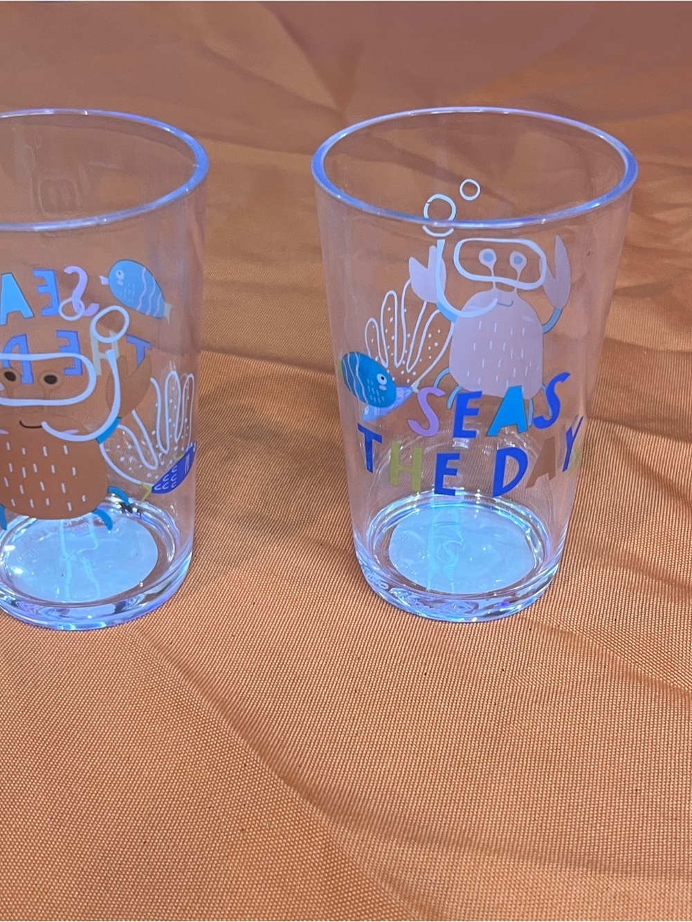 ♥️Set of 8 kids plastic Glasses - Blue & Pink Sea Life Design - Picture 8 of 15